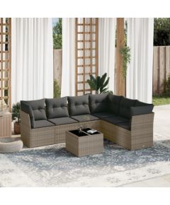 vidaXL 7-częściowy zestaw wypoczynkowy do ogrodu, z poduszkami, szary Dārza mēbeļu komplekti