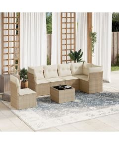 vidaXL 7-częściowy zestaw wypoczynkowy do ogrodu, z poduszkami, beżowy Dārza mēbeļu komplekti