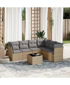 vidaXL 7-częściowy zestaw wypoczynkowy do ogrodu, z poduszkami, beżowy Dārza mēbeļu komplekti