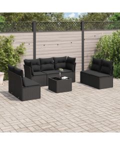 vidaXL 8-częściowy zestaw wypoczynkowy do ogrodu, z poduszkami, czarny Dārza mēbeļu komplekti