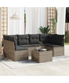 vidaXL 7-częściowy zestaw wypoczynkowy do ogrodu, z poduszkami, szary Dārza mēbeļu komplekti