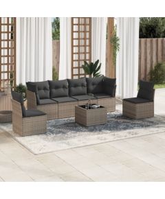 vidaXL 7-częściowy zestaw wypoczynkowy do ogrodu, z poduszkami, szary Dārza mēbeļu komplekti