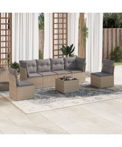 vidaXL 7-częściowy zestaw wypoczynkowy do ogrodu, z poduszkami, beżowy Dārza mēbeļu komplekti