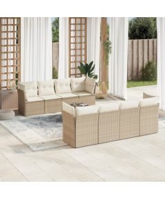 vidaXL 9-częściowy zestaw mebli ogrodowych z poduszkami, beżowy, polirattan Dārza mēbeļu komplekti