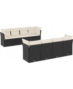 vidaXL 9-częściowy zestaw wypoczynkowy do ogrodu, z poduszkami, czarny Dārza mēbeļu komplekti