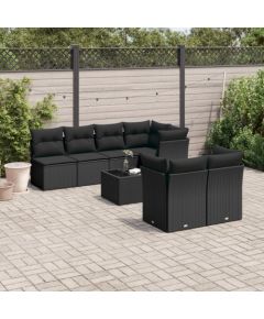 vidaXL 8-częściowy zestaw wypoczynkowy do ogrodu, z poduszkami, czarny Dārza mēbeļu komplekti