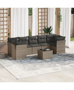 vidaXL 8-częściowy zestaw mebli ogrodowych z poduszkami, szary, polirattan Dārza mēbeļu komplekti