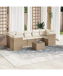 vidaXL 8-częściowy zestaw mebli ogrodowych z poduszkami, beżowy, polirattan Dārza mēbeļu komplekti