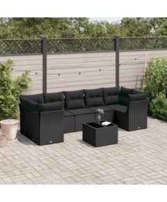 vidaXL 8-częściowy zestaw wypoczynkowy do ogrodu, z poduszkami, czarny Dārza mēbeļu komplekti