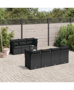 vidaXL 8-częściowy zestaw wypoczynkowy do ogrodu, z poduszkami, czarny Dārza mēbeļu komplekti