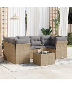 vidaXL 7-częściowy zestaw wypoczynkowy do ogrodu, z poduszkami, beżowy Dārza mēbeļu komplekti