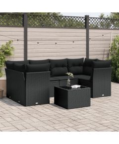 vidaXL 7-częściowy zestaw wypoczynkowy do ogrodu, z poduszkami, czarny Dārza mēbeļu komplekti