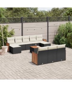 vidaXL 11-częściowy zestaw wypoczynkowy do ogrodu, poduszki czarny rattan PE Dārza mēbeļu komplekti