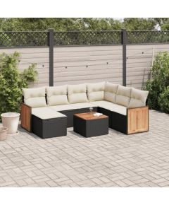 vidaXL 8-częsciowy zestaw wypoczynkowy do ogrodu, z poduszkami, czarny Dārza mēbeļu komplekti