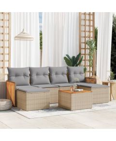 vidaXL 7-częsciowy zestaw wypoczynkowy do ogrodu, z poduszkami, beżowy Dārza mēbeļu komplekti