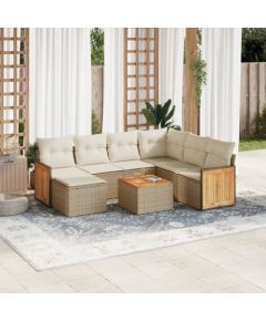 vidaXL 8-częsciowy zestaw mebli ogrodowych z poduszkami, beżowy, polirattan Dārza mēbeļu komplekti