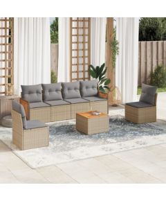 vidaXL 7-częściowy zestaw wypoczynkowy do ogrodu, z poduszkami, beżowy Dārza mēbeļu komplekti