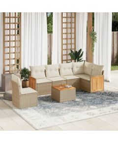 vidaXL 7-częściowy zestaw wypoczynkowy do ogrodu, z poduszkami, beżowy Dārza mēbeļu komplekti