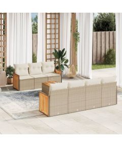 vidaXL 8-częściowy zestaw mebli ogrodowych z poduszkami, beżowy, polirattan Dārza mēbeļu komplekti