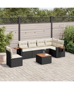 vidaXL 7-częściowy zestaw wypoczynkowy do ogrodu, z poduszkami, czarny Dārza mēbeļu komplekti