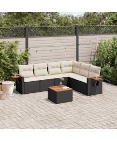 vidaXL 7-częściowy zestaw wypoczynkowy do ogrodu, z poduszkami, czarny Dārza mēbeļu komplekti