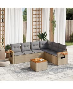 vidaXL 7-częściowy zestaw wypoczynkowy do ogrodu, z poduszkami, beżowy Dārza mēbeļu komplekti