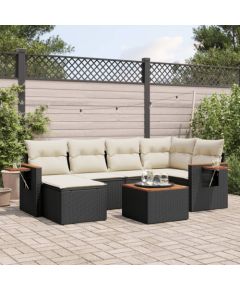 vidaXL 7-częściowy zestaw wypoczynkowy do ogrodu, z poduszkami, czarny Dārza mēbeļu komplekti