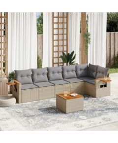 vidaXL 7-częściowy zestaw wypoczynkowy do ogrodu, z poduszkami, beżowy Dārza mēbeļu komplekti