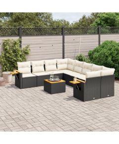 vidaXL 9-częściowy zestaw wypoczynkowy do ogrodu, z poduszkami, czarny Dārza mēbeļu komplekti