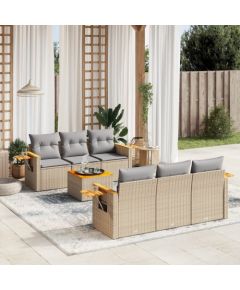 vidaXL 7-częściowy zestaw wypoczynkowy do ogrodu, z poduszkami, beżowy Dārza mēbeļu komplekti