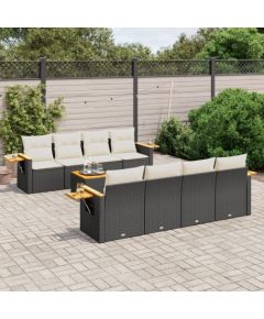 vidaXL 9-częściowy zestaw wypoczynkowy do ogrodu, z poduszkami, czarny Dārza mēbeļu komplekti