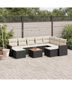 vidaXL 10-częsciowy zestaw wypoczynkowy do ogrodu, poduszki czarny rattan PE Dārza mēbeļu komplekti