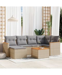 vidaXL 7-częsciowy zestaw mebli ogrodowych z poduszkami, mieszany beż Dārza mēbeļu komplekti