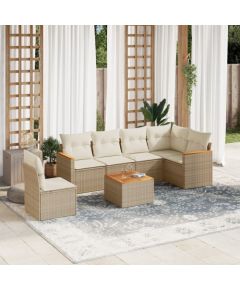 vidaXL 7-częsciowy zestaw wypoczynkowy do ogrodu, z poduszkami, beżowy Dārza mēbeļu komplekti