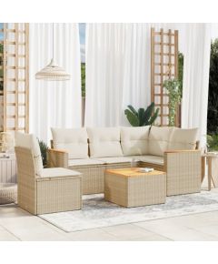 vidaXL 6-częsciowy zestaw mebli ogrodowych z poduszkami, beżowy, polirattan Dārza mēbeļu komplekti