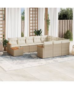 vidaXL 11-częsciowy zestaw mebli ogrodowych z poduszkami, beżowy, polirattan Dārza mēbeļu komplekti