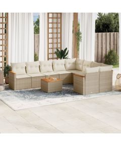 vidaXL 10-częsciowy zestaw mebli ogrodowych z poduszkami, beżowy, polirattan Dārza mēbeļu komplekti