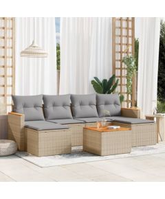 vidaXL 7-częsciowy zestaw mebli ogrodowych z poduszkami, mieszany beż Dārza mēbeļu komplekti