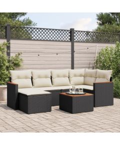 vidaXL 7-częsciowy zestaw wypoczynkowy do ogrodu, z poduszkami, czarny Dārza mēbeļu komplekti