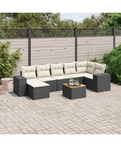 vidaXL 8-częsciowy zestaw wypoczynkowy do ogrodu, z poduszkami, czarny Dārza mēbeļu komplekti