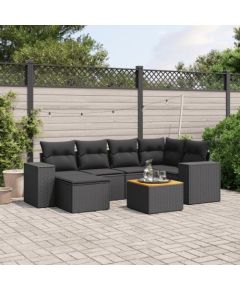 vidaXL 7-częsciowy zestaw wypoczynkowy do ogrodu, z poduszkami, czarny Dārza mēbeļu komplekti