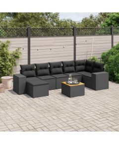 vidaXL 8-częsciowy zestaw wypoczynkowy do ogrodu, z poduszkami, czarny Dārza mēbeļu komplekti