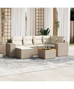 vidaXL 7-częsciowy zestaw wypoczynkowy do ogrodu, z poduszkami, beżowy Dārza mēbeļu komplekti