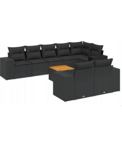 vidaXL 9-częsciowy zestaw wypoczynkowy do ogrodu, z poduszkami, czarny Dārza mēbeļu komplekti