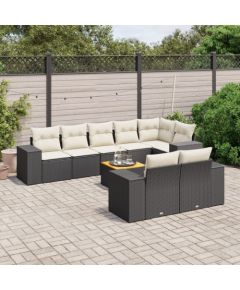 vidaXL 9-częsciowy zestaw wypoczynkowy do ogrodu, z poduszkami, czarny Dārza mēbeļu komplekti