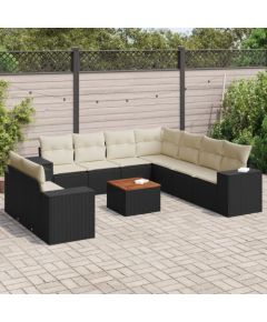 vidaXL 10-częściowy zestaw wypoczynkowy do ogrodu, poduszki czarny rattan PE Dārza mēbeļu komplekti