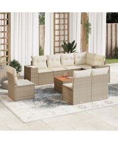 vidaXL 9-częściowy zestaw mebli ogrodowych z poduszkami, beżowy, polirattan Dārza mēbeļu komplekti