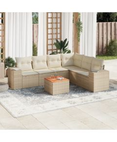 vidaXL 7-częściowy zestaw wypoczynkowy do ogrodu, z poduszkami, beżowy Dārza mēbeļu komplekti