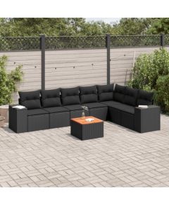 vidaXL 8-częściowy zestaw wypoczynkowy do ogrodu, z poduszkami, czarny Dārza mēbeļu komplekti