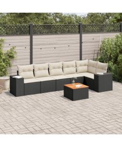 vidaXL 7-częściowy zestaw wypoczynkowy do ogrodu, z poduszkami, czarny Dārza mēbeļu komplekti